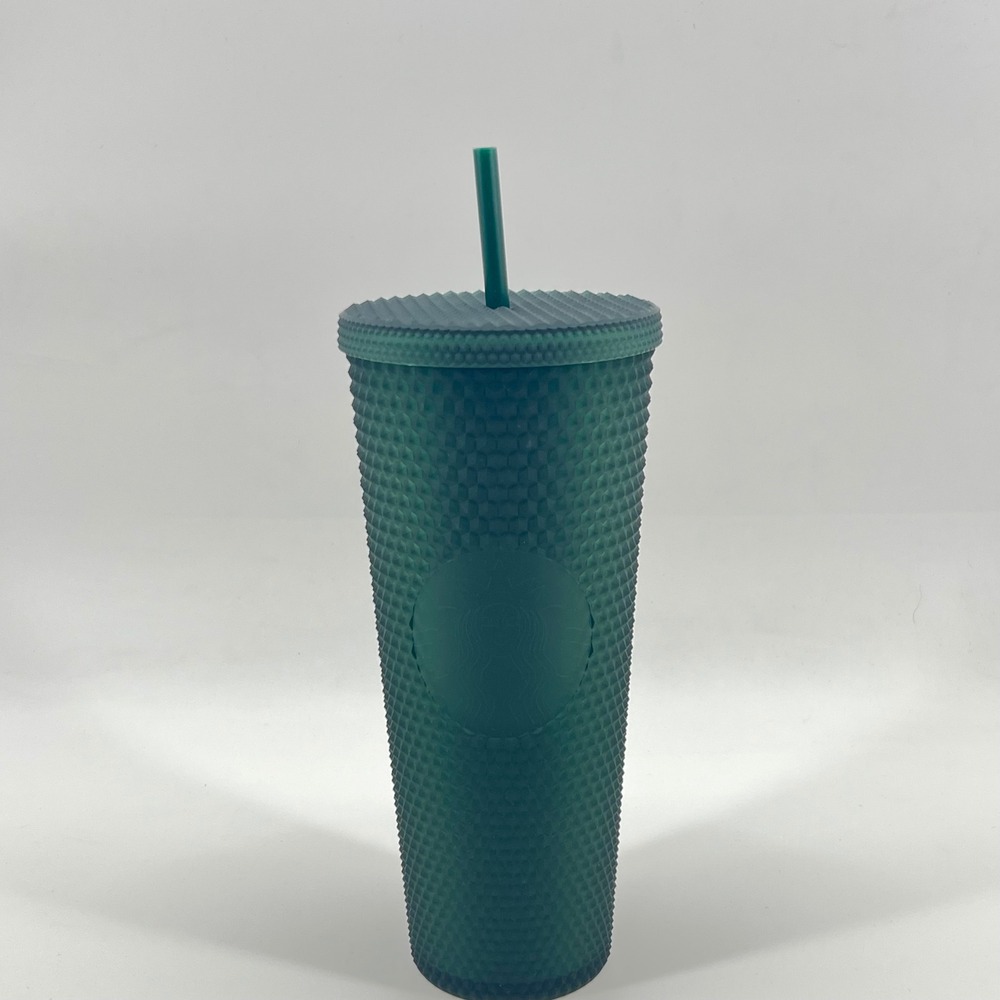 Starbucks 24oz Studded Tumbler Green Matte Cold Cup With Straw New